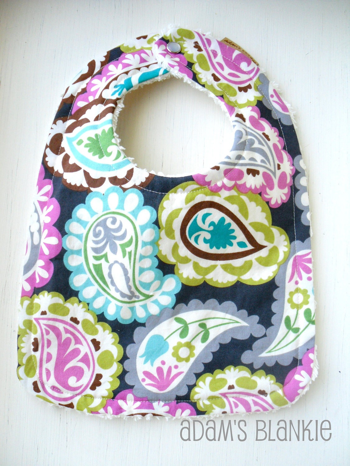 Poppin Paisley OR You CHOOSE FABRIC - Bib - Chenille and Pearl Snap
