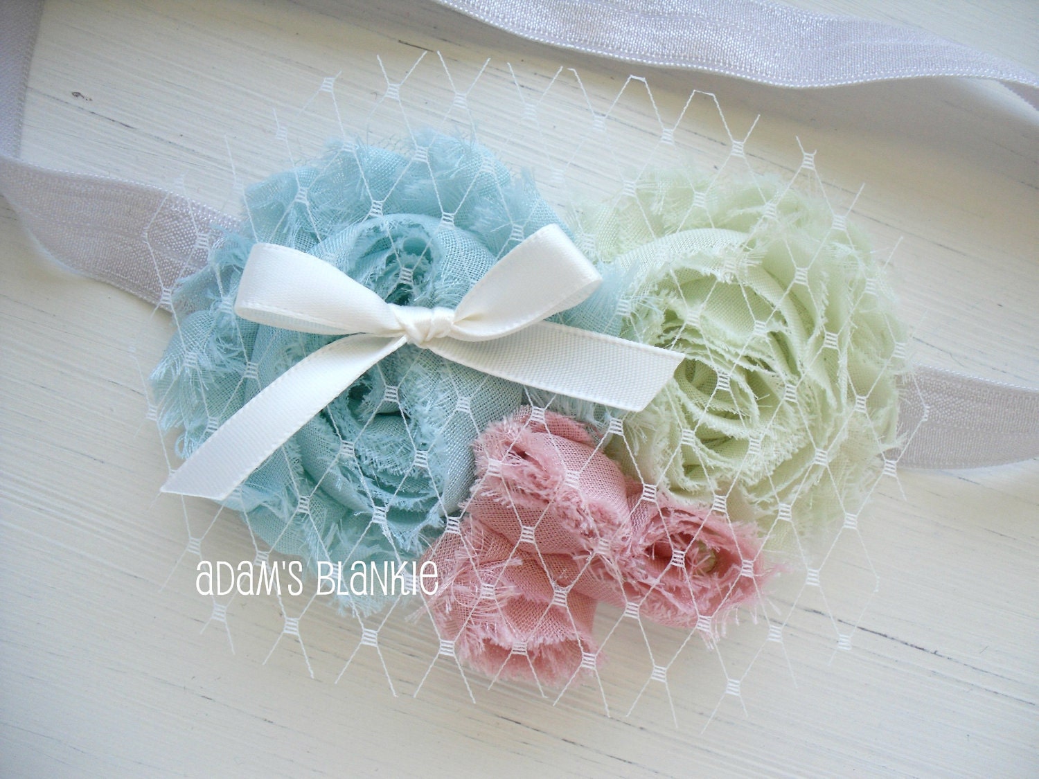 A La Circus Candy - Vintage Mocha Pink Aqua Celery Shabby Chic Rosettes French Netting - Baby Infant Newborn Girls Adults