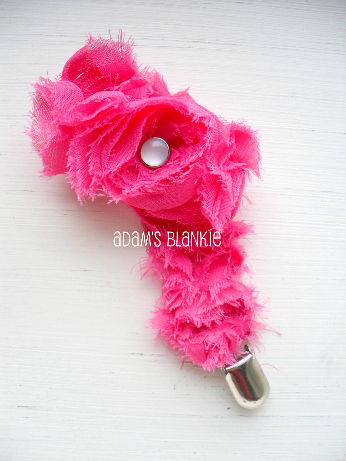 Gorgeous Shabby Chic Rosettes Baby Girl Pacifier Binkie Clip