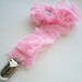 Gorgeous Shabby Chic Rosettes Baby Girl Pacifier Binkie Clip - Pink Rosettes