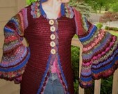 CCDZS Classic Natural Fiber Dorothy's Technicolor Crocheted Sweater Dream Coat with Molly Weasley Sleeves, Reserved for Mary7491