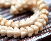 25 Almond Sugar - Czech Glass Beige Bell Flower Beads