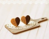 Miniature Food Jewelry - Food Earrings - Heart Cookies Earrings