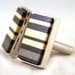 Mens Cuff Links - African Ebony with American Holly Irregular Stripe and M3 Stainless Steel Accent (CL-410)