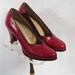 Vintage 1950s 50s Babydolls Red Leather Naturalizer Heel Shoes Sz 5.5