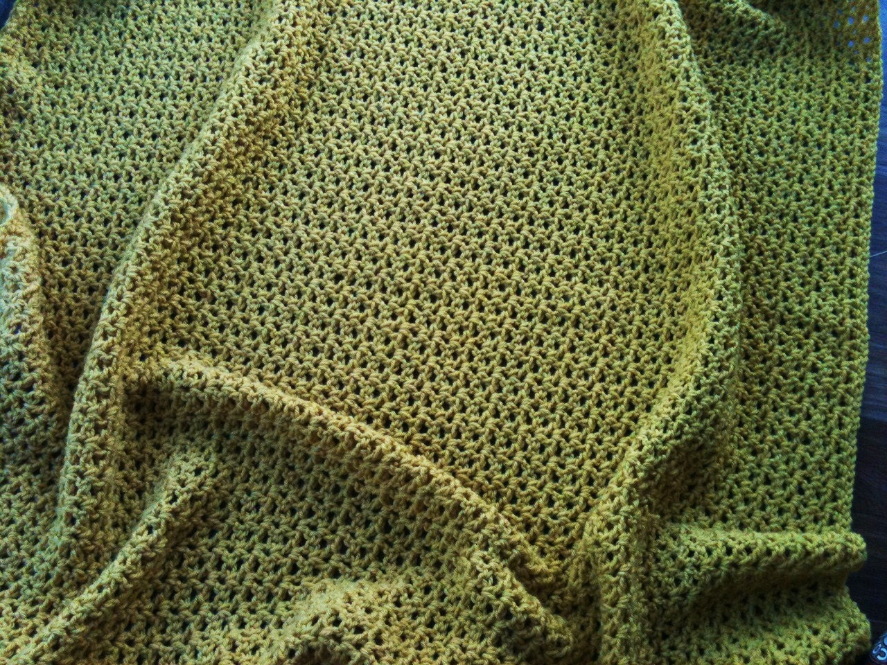 Mustard Crocheted Throw Blanket