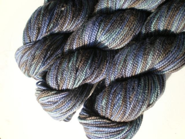 Sock Yarn Knitting Yarn Happy Feet Color 26 Blue Olive Brown Purplish Self Striping Self Patterning