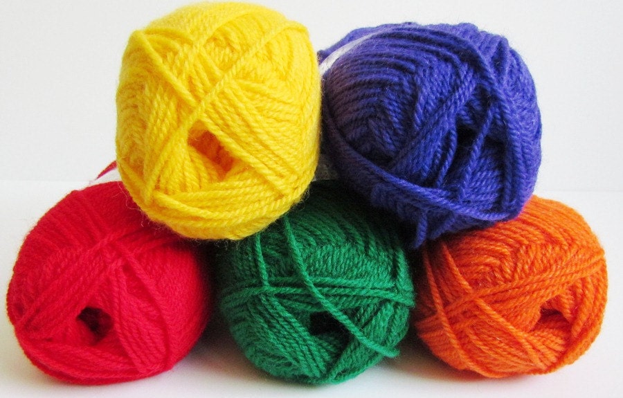 Rainbow Yarns 5 Balls Plymouth Encore DK Yarn Green Red Purple Yellow Orange Double Knitting Wool Blend Sport Weight