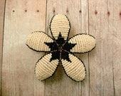 Floral Hair Clip or Brooch Pin - Black and Cream Art Deco Style Beaded Flower - Ododo Originals Bridal