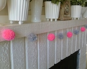Pink and Gray - Pretty Pom Pom Garland