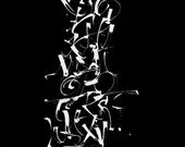 Calligraphy Alphabet Study Redis II, letter art, white and black poster