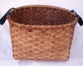 Laundry Basket Handwoven with Green Shaker Tape Handles