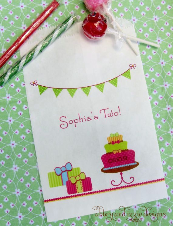 Child's Personalized Birthday Party Favors, Candy Bags for Birthday, Goodie Bags