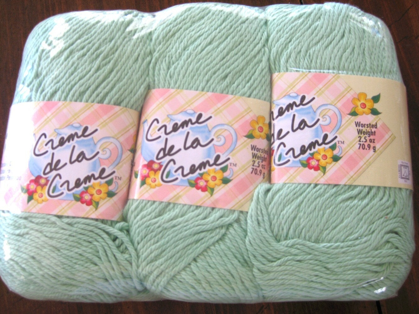 Mint Green cotton yarn, Creme de la creme,  100% cotton yarn,  3 balls, dishcloth cotton, minty