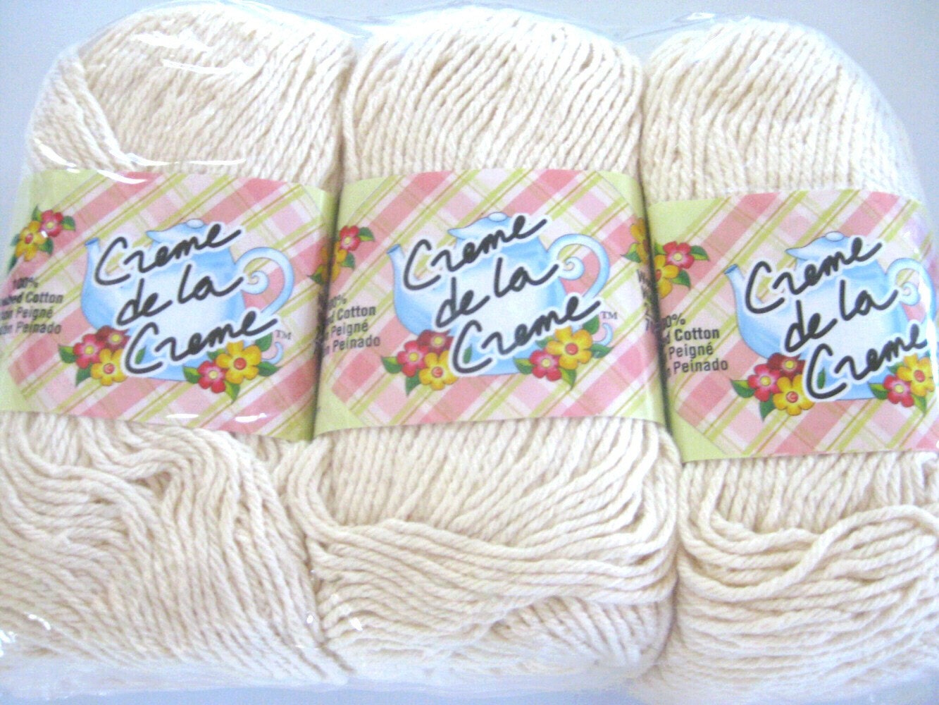 Creme de la Creme  Cream Cotton Yarn,  pack of 3, dishcloth cotton, kitchen cotton