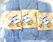 Creme de la Creme Cotton Yarn, Cornflower Blue, 3 balls, worsted weight yarn, dishcloth cotton, light blue yarn