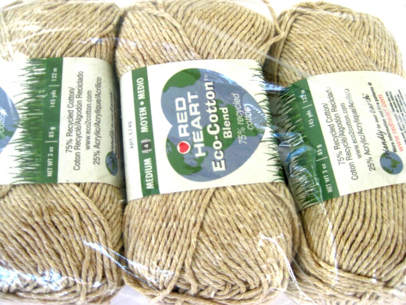 Red Heart Eco Cotton Blend yarn Almond colour 3 by crochetgal