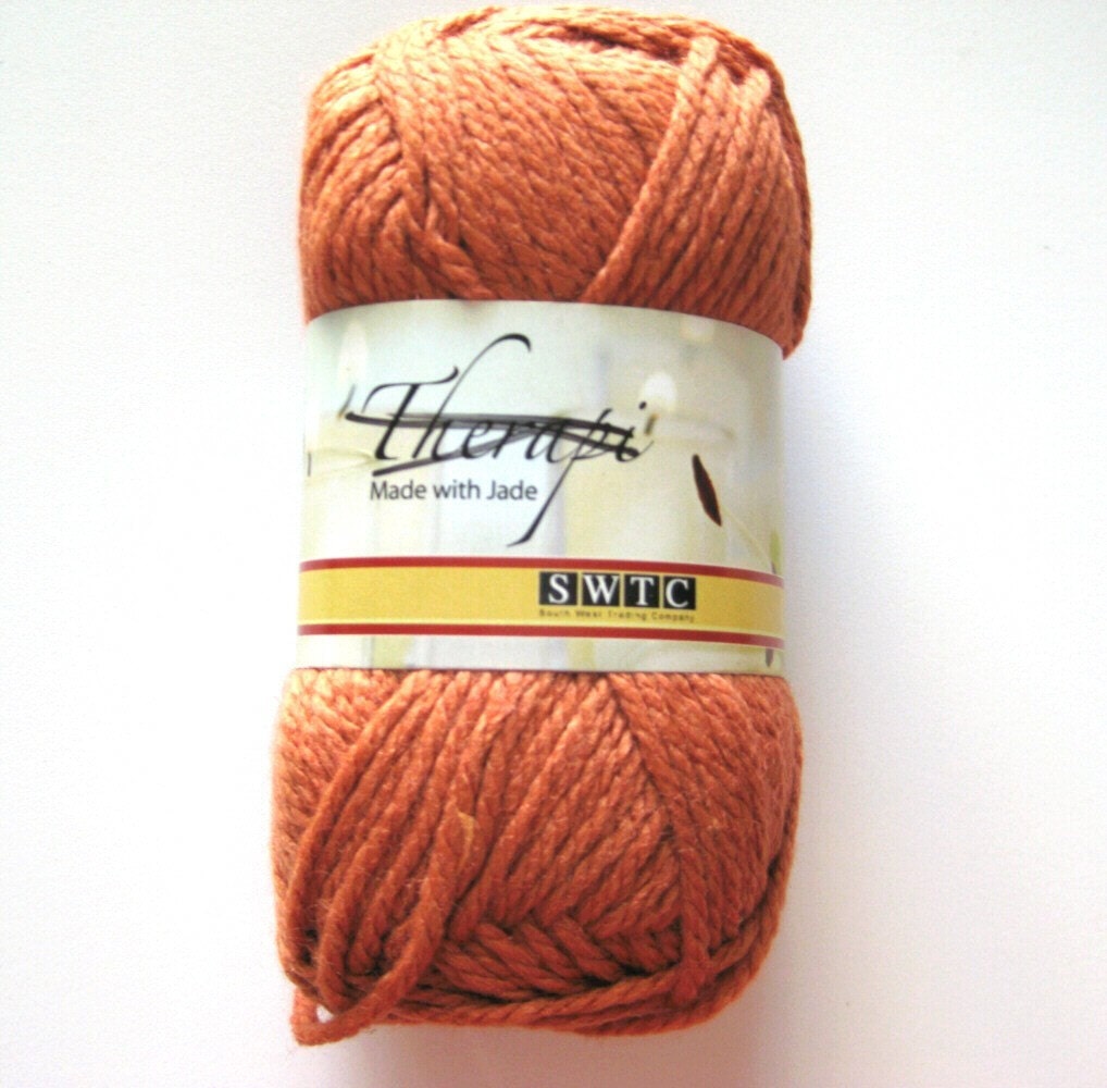 Wool blend yarn, autumn rusty orange pumpkin, SWTC Therapi, antibacterial yarn, worsted weight