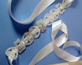 wedding sash EMPRESS  A Peterene Original silver and white bridal