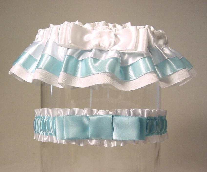The ORIGINAL TAILORED garter  wedding 2 tone Your color choice