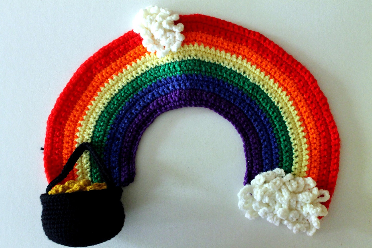 Vintage Crocheted Pot of Gold Rainbow