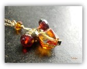 Gold Pyrite, Garnet Rondelle and Copper Helix In 14k Goldfill Necklace - Apple Cinnamon