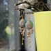 Sparkly Rose Quartz, Mauve Pink Keishi, baroque pearls, blue clay floral details in bali 24k vermeil gold earrings - A Love,Soft and Sweet