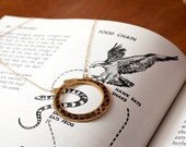 Gold Ouroboros Etched Copper Necklace, with Real Snakeskin