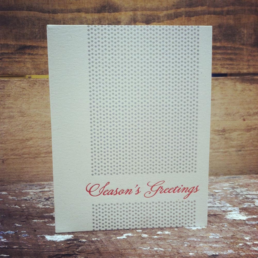 seasons greetings (silver & red) letterpress printed card