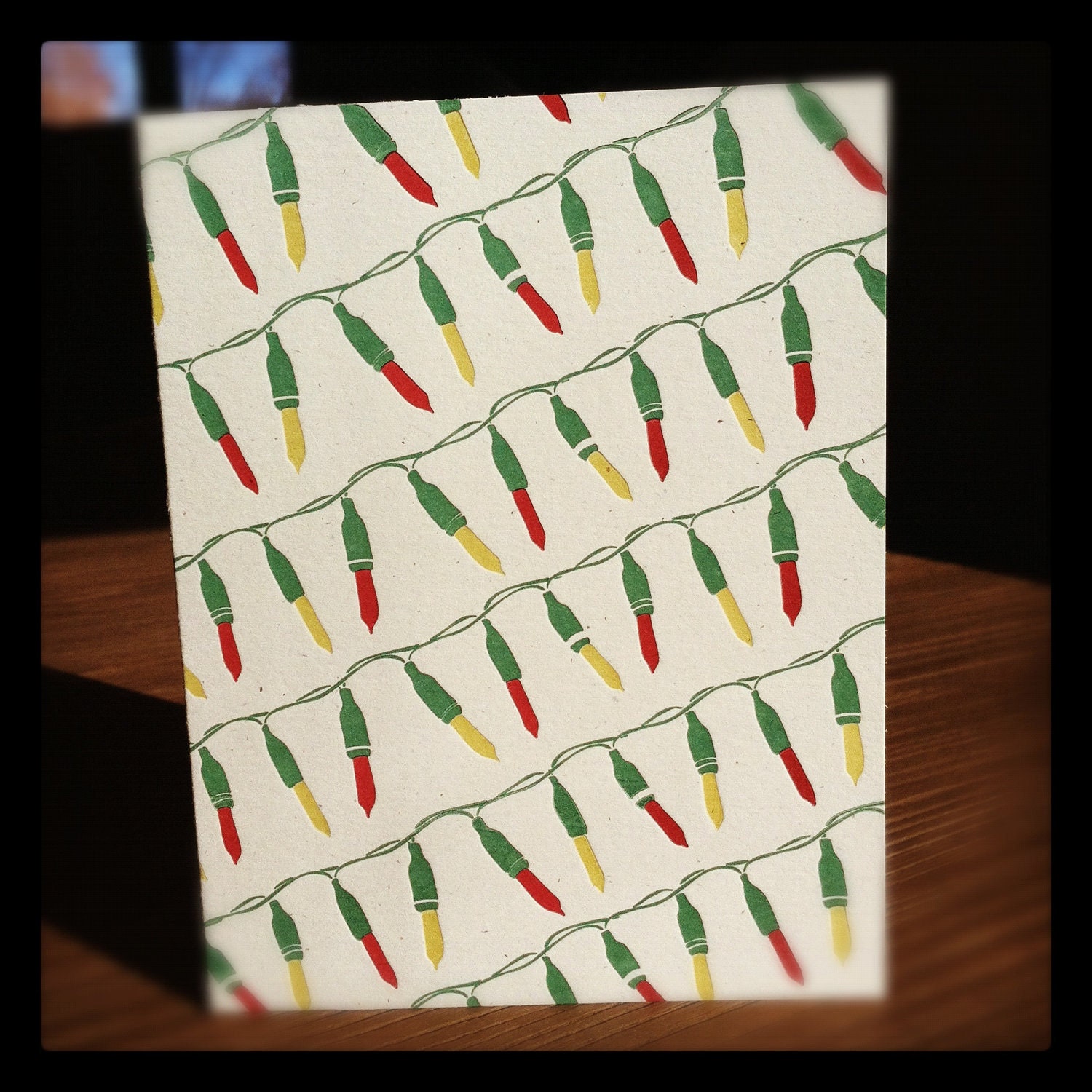 all of the lights letterpress printed card (red & yellow)