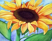 Large Sunflower in Bold Watercolors-Original