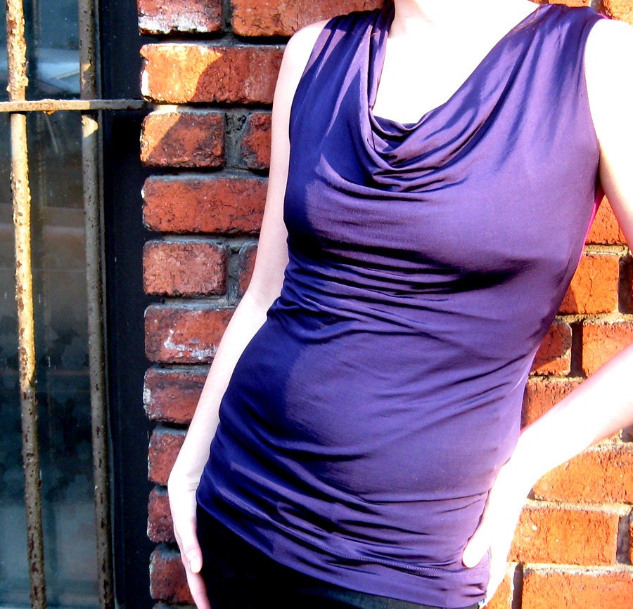 Upcycled Color Block Cowl Top