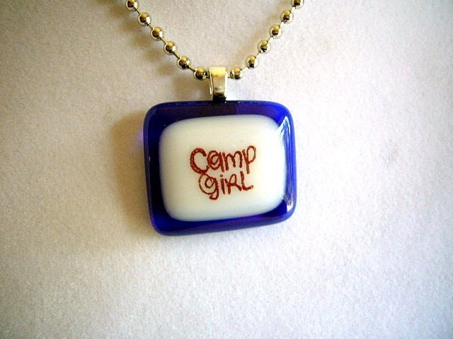 camp girl -  handmade glass fused pendant