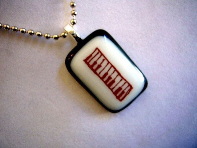 piano keyboard glass fused necklace handmade
