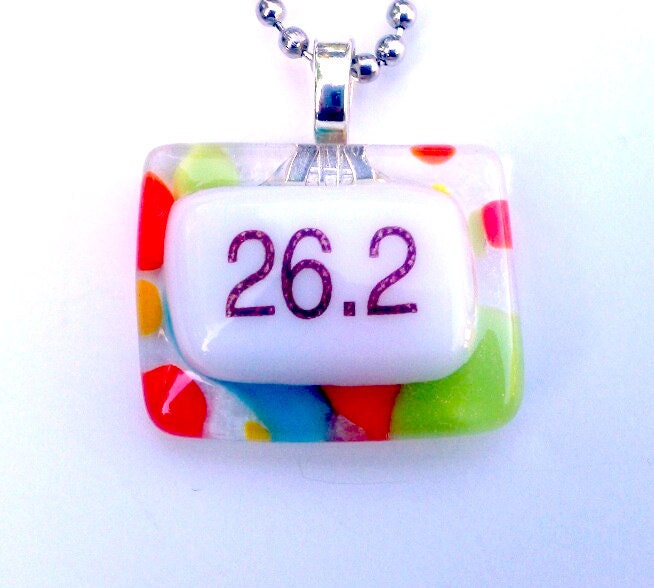 26.2 Marathon (twenty six point two)  - glass fused necklace