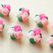 8 pcs Teeny 3 Roses bouquet Cabochon (11m-12mm) Milky Hotpink Lightpink white FM007 (((LAST)))