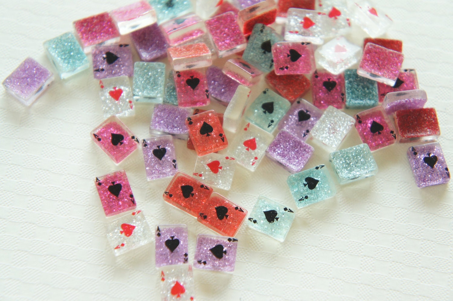 9 pcs Teeny Glitter Card Cabochon (8mm9mm) DR285 (((LAST)))