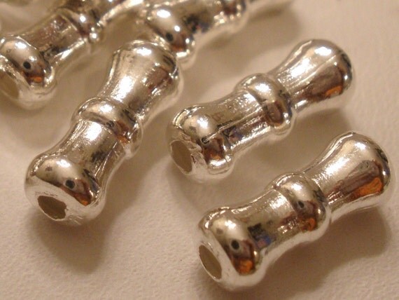 4 x 10mm Fancy Spool Bead Silver Plated 25