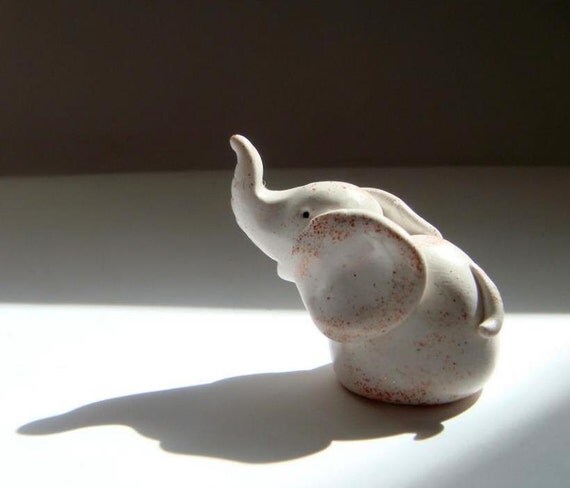 Baby Elephant Figurine, Tiny Animal Hand Sculpted Figurine
