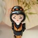 Winter Hope- Kokeshi Doll Chic and Sweet in Gold and Black- by Efi Warsh Unique Polymer clay Handmade Homedecor