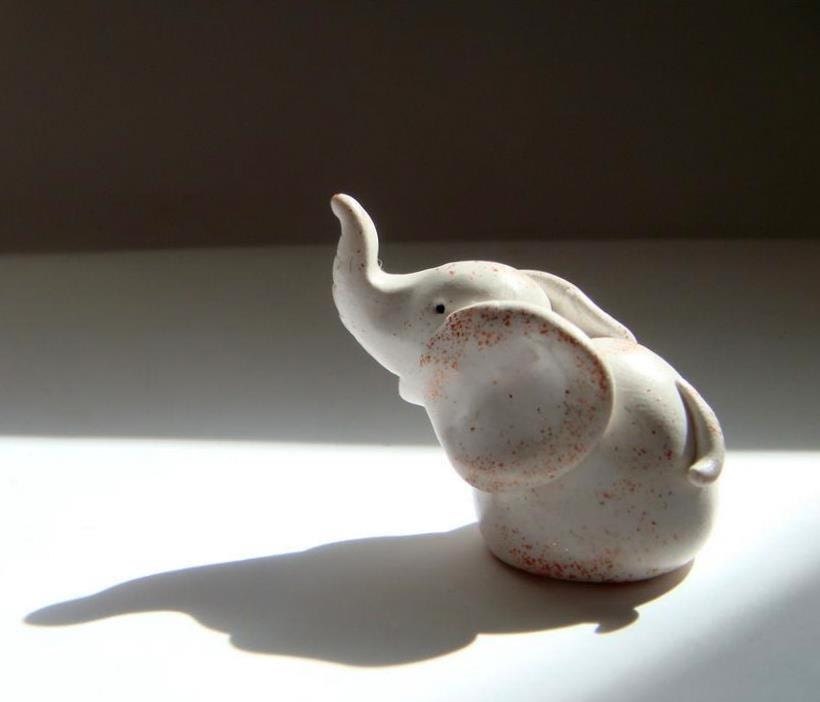 Baby Elephant Figurine, Tiny Animal Hand Sculpted Figurine