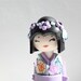 Miniature Japanese Doll Pastel's Shabby Chic Purple Lavender and Light Turquoise Unique Handmade Sculpture doll