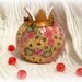 Pomegranate in Gold and  Colorful Floral design, Handmade Polymer clay Homedecor