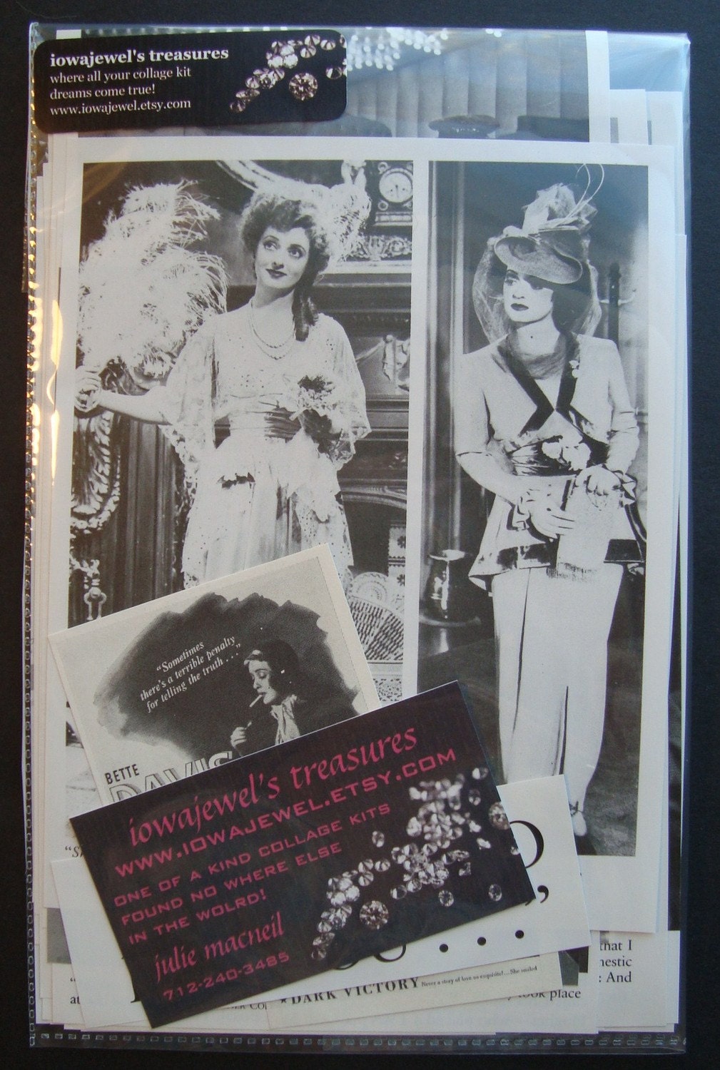 Betty Davis Classic Movie Star Vintage Collage and Scrapbook Kit Number 1457b