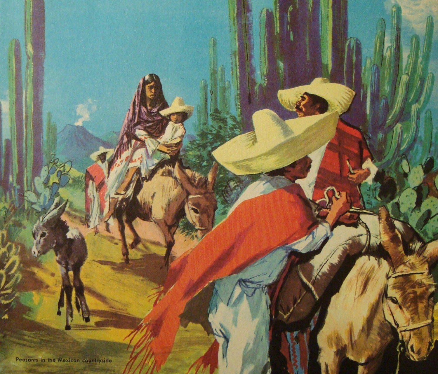 The Mexican Countryside Vintage Large Original Travel Print 647