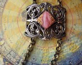 Eyeglass Necklace with Pink Vintage Glass
