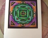 Mandala Number 19 Notecards, Pack of 3