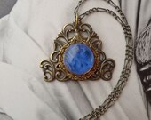 Necklace wtih Blue Vintage Glass Setting