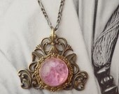 Necklace with Pink Vintage Glass