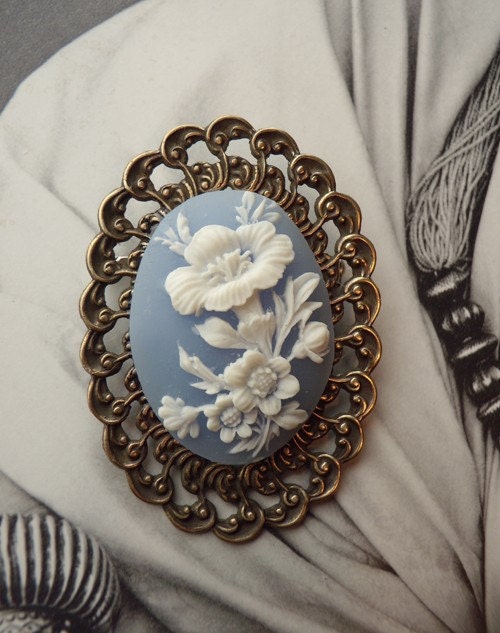 Powder Blue Cameo Brooch